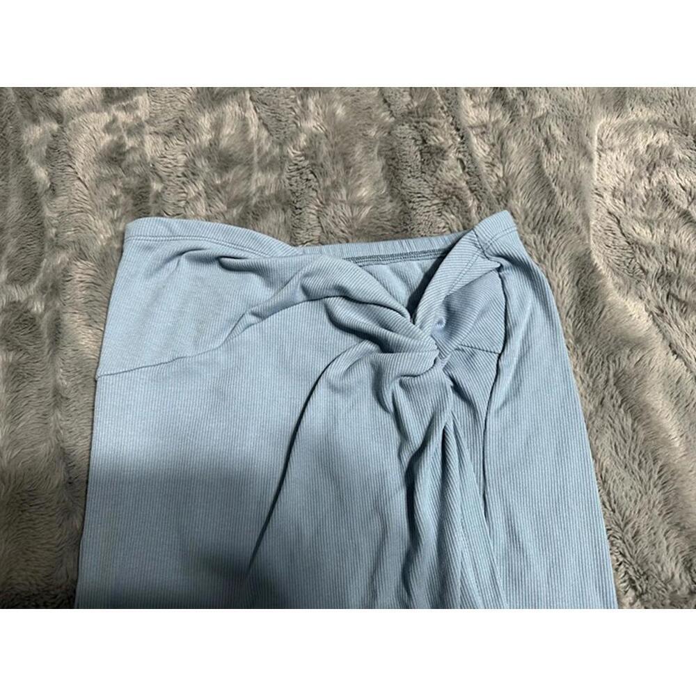 Cider Light Blue Ribbed Knot Front Maxi Skirt – Size Small